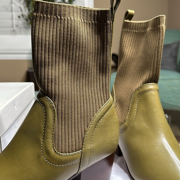 New Schutz Leather Sweater‎ Knit Mid Boots - Camille Knit color green size 8 - Picture 11 of 14